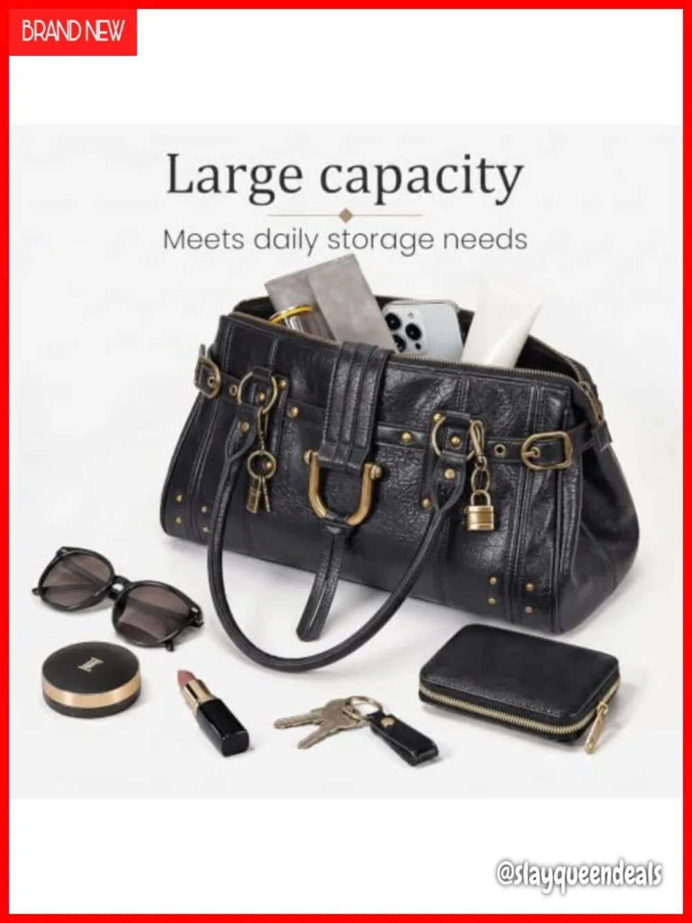 Slouchy Hobo Tote Bag PU Leather Y2K Shoulder Handbag